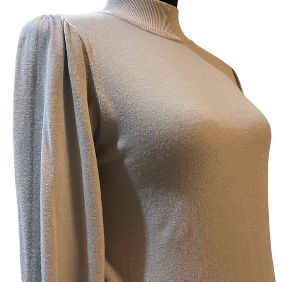 Robertson + Rodeo cropped puff sleeve grey gray sweater ribbed neck size Small - Picture 6 of 13